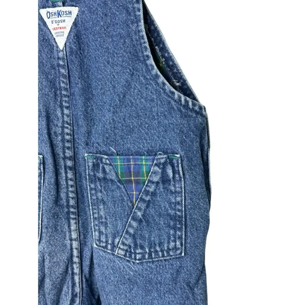 Vintage OshKosh B'Gosh Lined Denim Cuffed Overalls Size 3T 100% Cotton USA